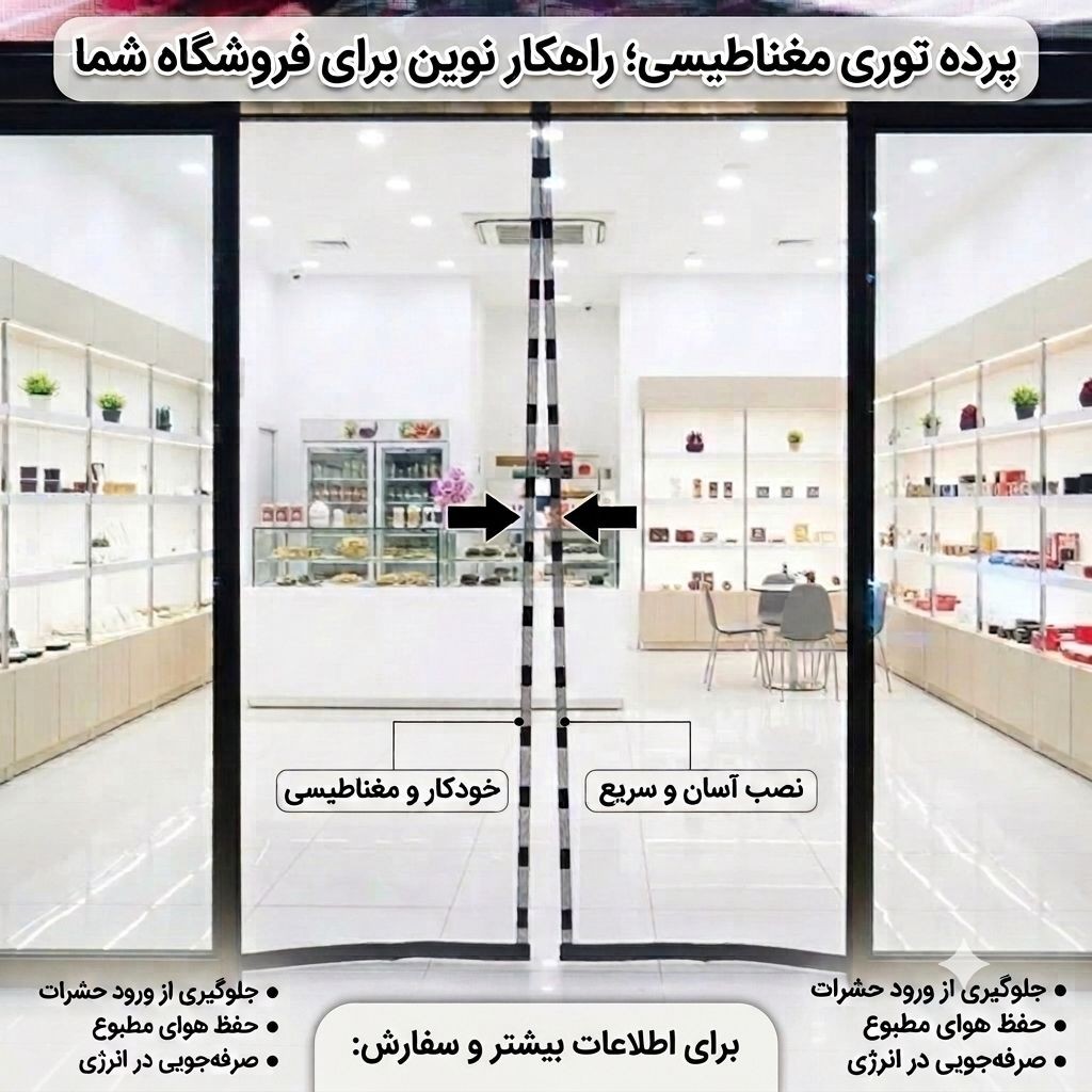 پرده توری مگنتی با آهنربای قوی با ارتفاع 220 در عرض های متفاوت